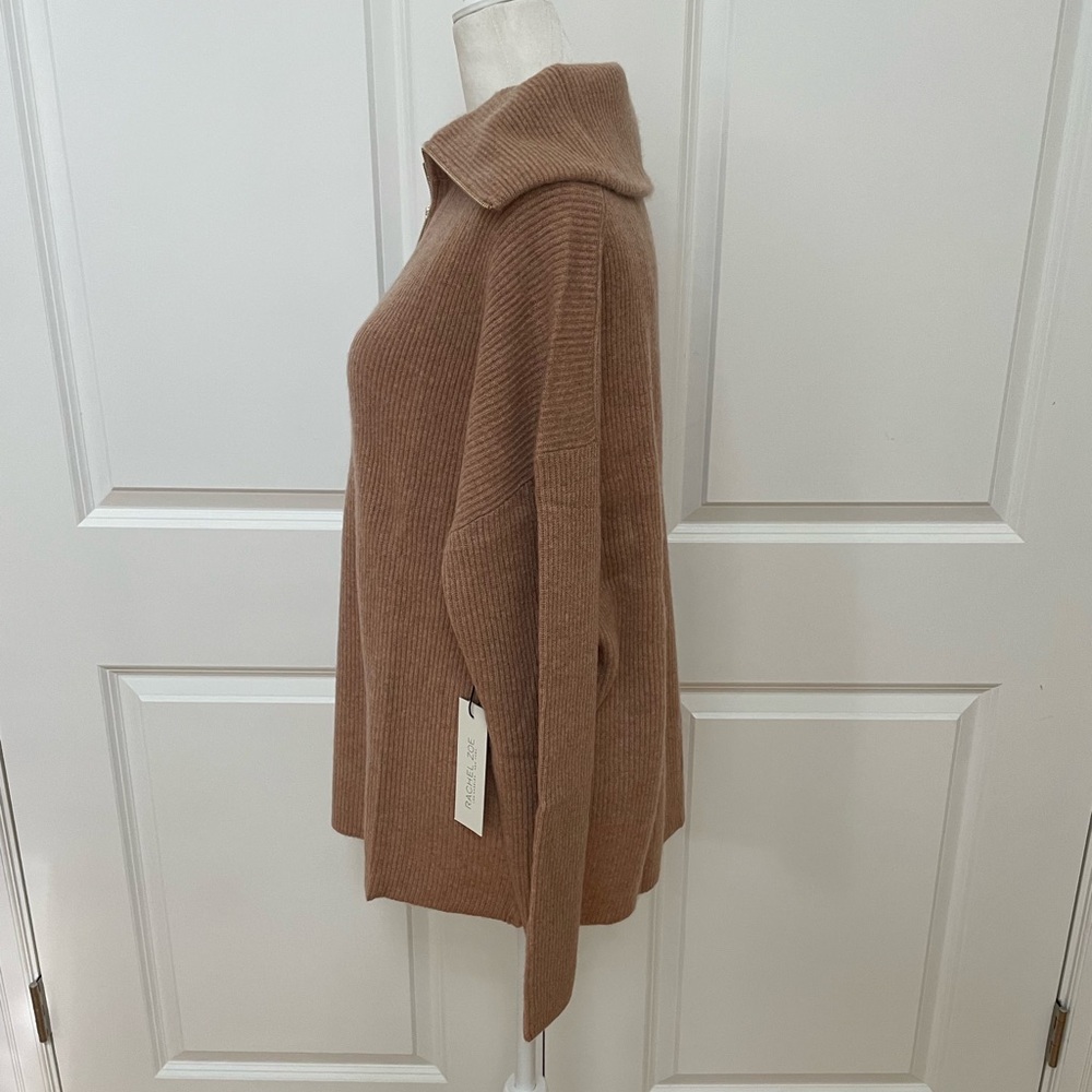 Ribbed 2-Ply Cashmere Sweater - Zip Neck from Rachel Zoe - Picture 3 of 7